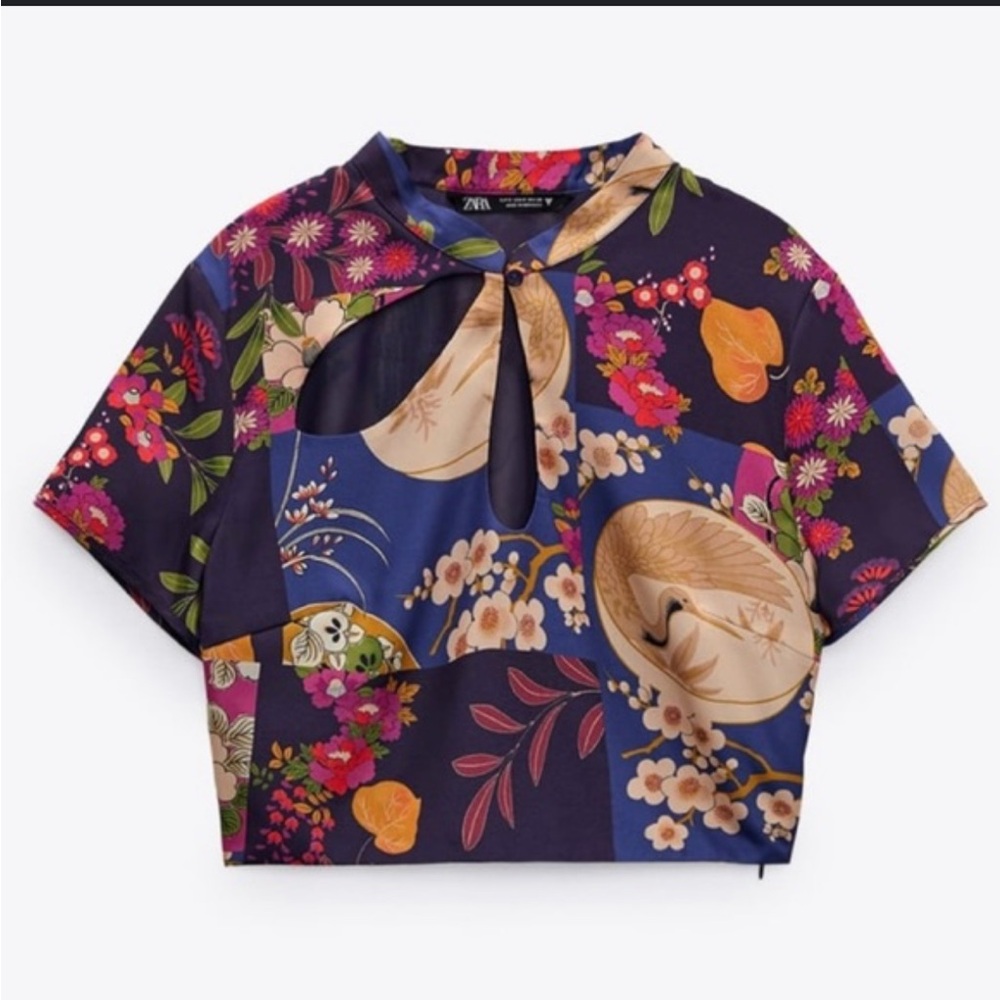 Zara Floral Cutout Top